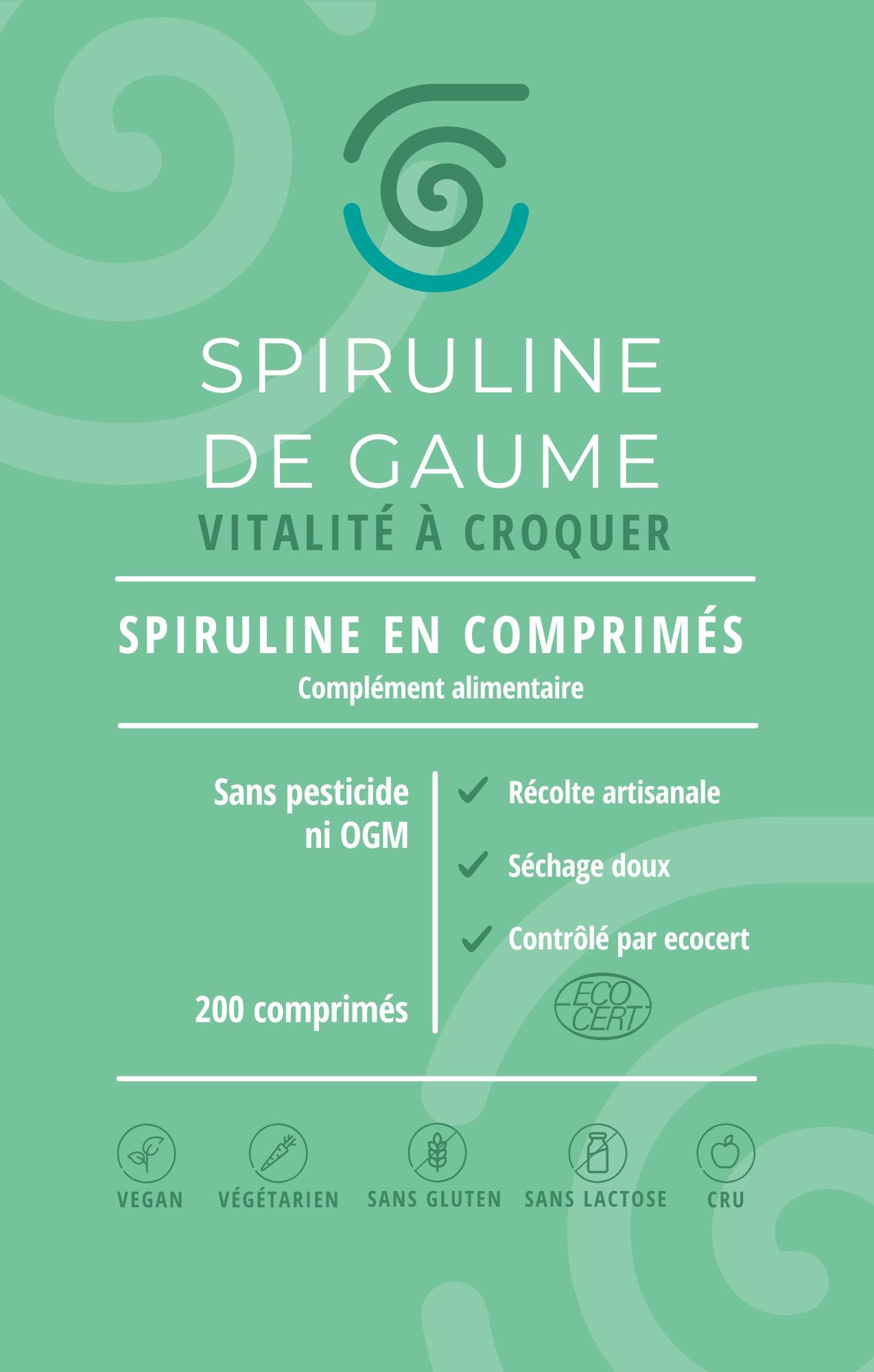 Spiruline en comprimés - sachet 200 comprimés 100g